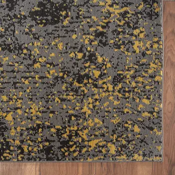 8' X 10' Gray and Yellow Abstract Sprinkle Area Rug