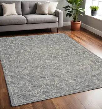 5' X 7' Gray Floral Finesse Area Rug