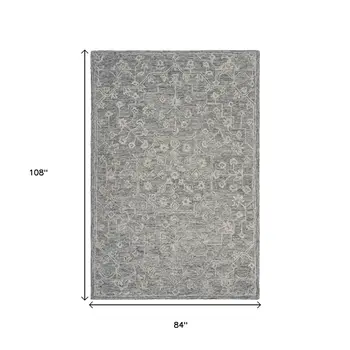 7' x 9' Gray Floral Finesse Area Rug
