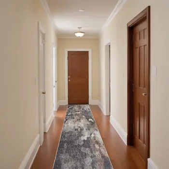 2' X 15' Beige Cobblestone Pattern Runner Rug