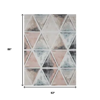 5' X 7' Ivory Watercolored Prism Area Rug