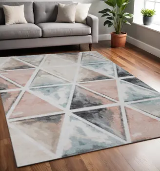 5' X 7' Ivory Watercolored Prism Area Rug