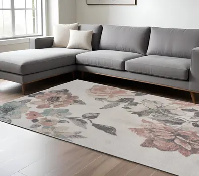 8' X 10' Pink and Ivory Area Rug