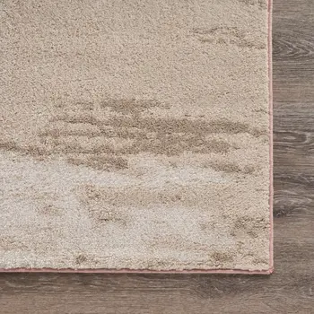 5' X 7' Ivory Beige and Blush Abstract Area Rug
