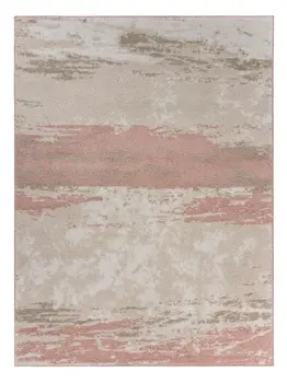 5' X 7' Ivory Beige and Blush Abstract Area Rug