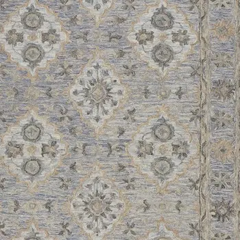 9' X 12' Blue and Tan Traditional Area Rug