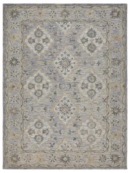 9' X 12' Blue and Tan Traditional Area Rug