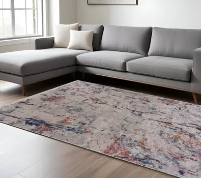 8' X 10' Orange and Ivory Medallion Area Rug