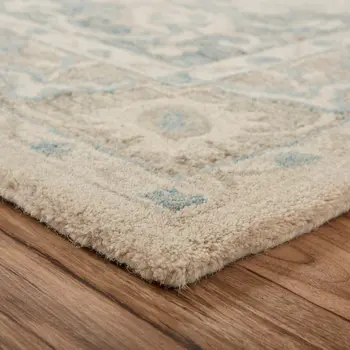 8' X 10' Turquoise and Cream Medallion Area Rug