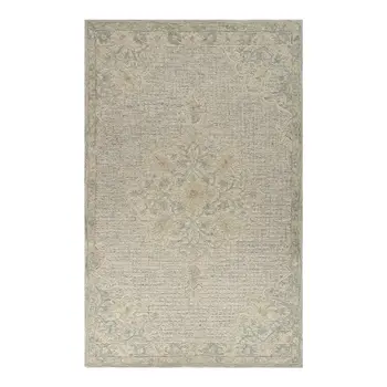 5' X 8' Beige Wool Handmade Area Rug