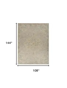9' X 12' Beige Distressed Floral Area Rug