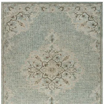 5' X 8' Blue Wool Floral Medallion Hand Tufted Area Rug