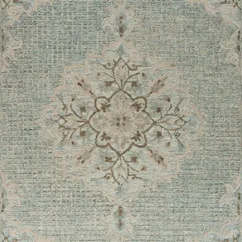 5' X 8' Blue Wool Floral Medallion Hand Tufted Area Rug