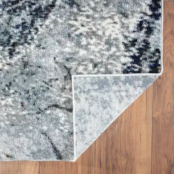 5' X 8' Navy and Gray Abstract Ice Area Rug