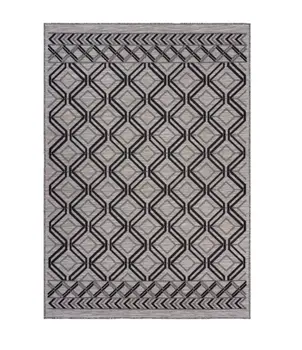 5' X 7' Black And Tan Indoor Outdoor Area Rug