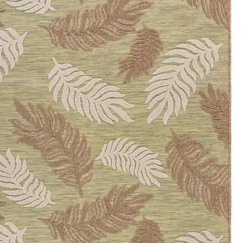5' X 7' Green And Ivory Indoor Outdoor Area Rug