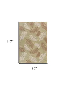 8' X 10' Green And Ivory Indoor Outdoor Area Rug
