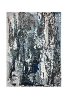 8' X 10' Shades of Blue and Gray Abstract Marble Area Rug