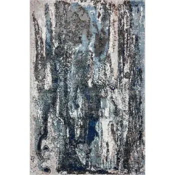 8' X 10' Shades of Blue and Gray Abstract Marble Area Rug