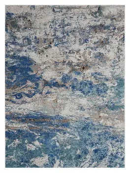 5' X 8' Blue and Gray Abstract Earth Area Rug