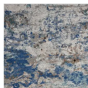 5' X 8' Blue and Gray Abstract Earth Area Rug