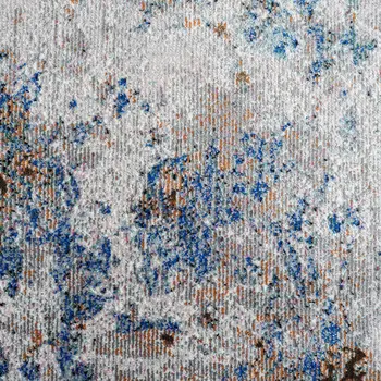 5' X 8' Blue and Gray Abstract Earth Area Rug