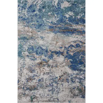5' X 8' Blue and Gray Abstract Earth Area Rug