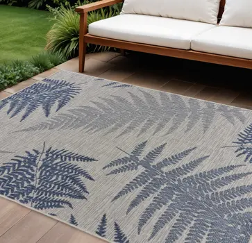 8' X 10' Blue And Gray Indoor Outdoor Area Rug