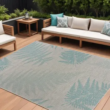 8' X 10' Gray Indoor Outdoor Area Rug