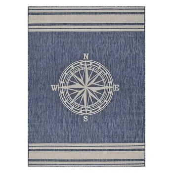 5' X 7' Blue And Gray Indoor Outdoor Area Rug