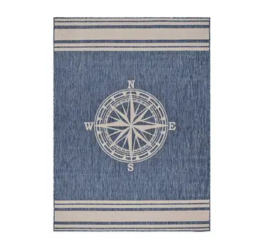 8' X 10' Blue And Gray Indoor Outdoor Area Rug