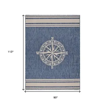 8' X 10' Blue And Gray Indoor Outdoor Area Rug