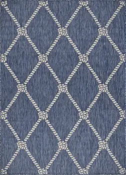5' X 7' Blue And Gray Indoor Outdoor Area Rug