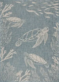 5' X 7' Blue And Gray Indoor Outdoor Area Rug