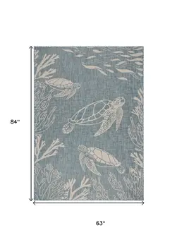 5' X 7' Blue And Gray Indoor Outdoor Area Rug