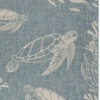 5' X 7' Blue And Gray Indoor Outdoor Area Rug