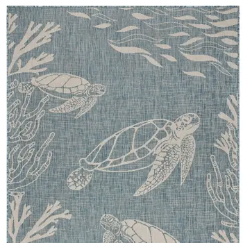 8' X 9' Blue And Gray Indoor Outdoor Area Rug