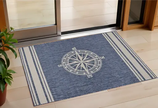 3' X 5' Blue And Gray Indoor Outdoor Area Rug