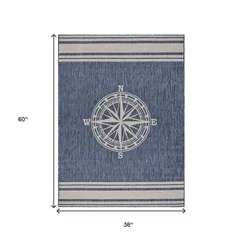 3' X 5' Blue And Gray Indoor Outdoor Area Rug