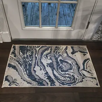 2' X 3' Blue And Gray Indoor Outdoor Area Rug