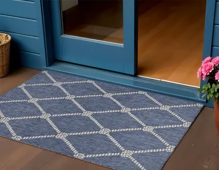 2' X 3' Blue And Gray Indoor Outdoor Area Rug