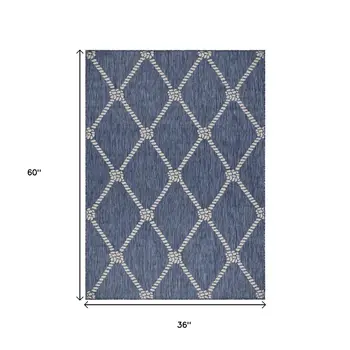 3' X 5' Blue And Gray Indoor Outdoor Area Rug