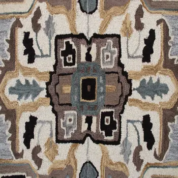 7' X 7' Blue And Red Wool Hand Tufted Area Rug