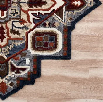 5' X 5' Blue And Red Wool Hand Tufted Area Rug