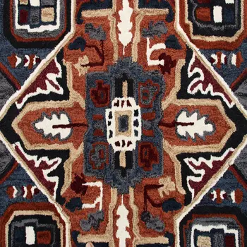 7' X 7' Blue And Red Wool Hand Tufted Area Rug
