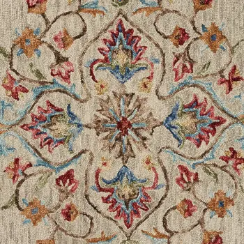 6' Beige Round Wool Hand Tufted Area Rug