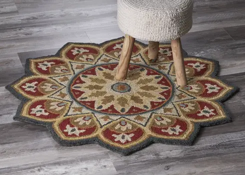 6' Red Wool Hand Tufted Round Rug