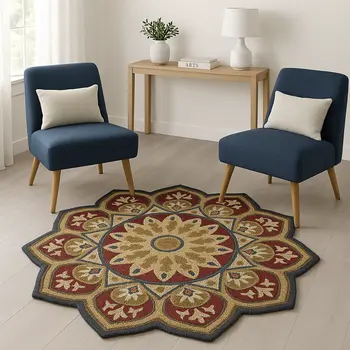 6' Red Wool Hand Tufted Round Rug