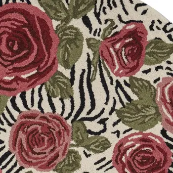 4' Round Red Rose Bed Area Rug