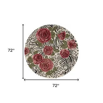 6' Rose Round Wool Hand Tufted Area Rug